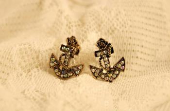 Earring Vintage Colorful Anchor Earrings Roll Rope Anchor Stud.jpg